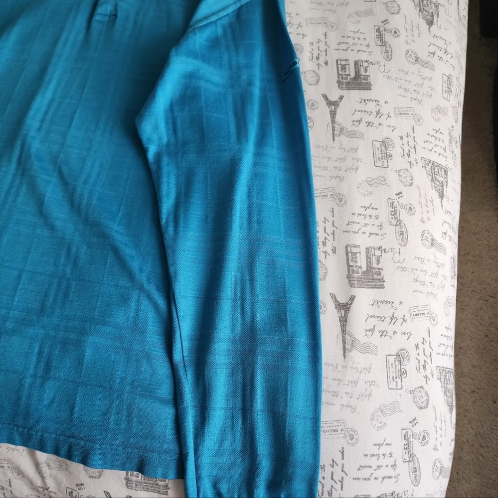Burberry Ocean Blue Check Long Sleeve Polo Shirt - Picture 7 of 16